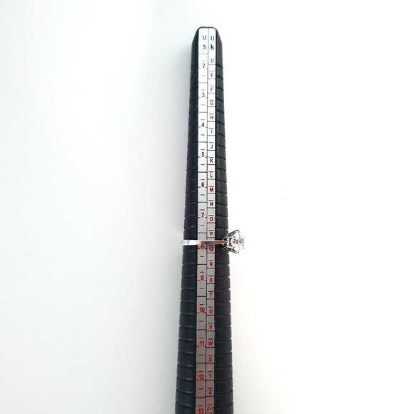 Vintage 925 Sterling Silver 8mm Cubic Zirconia Solitaire Engagement Ring - Picture 14 of 15